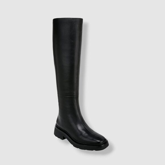 Vince Women's Rune Leather Knee High Water‎ Repellent Boots Black Size 9M - Picture 1 of 9